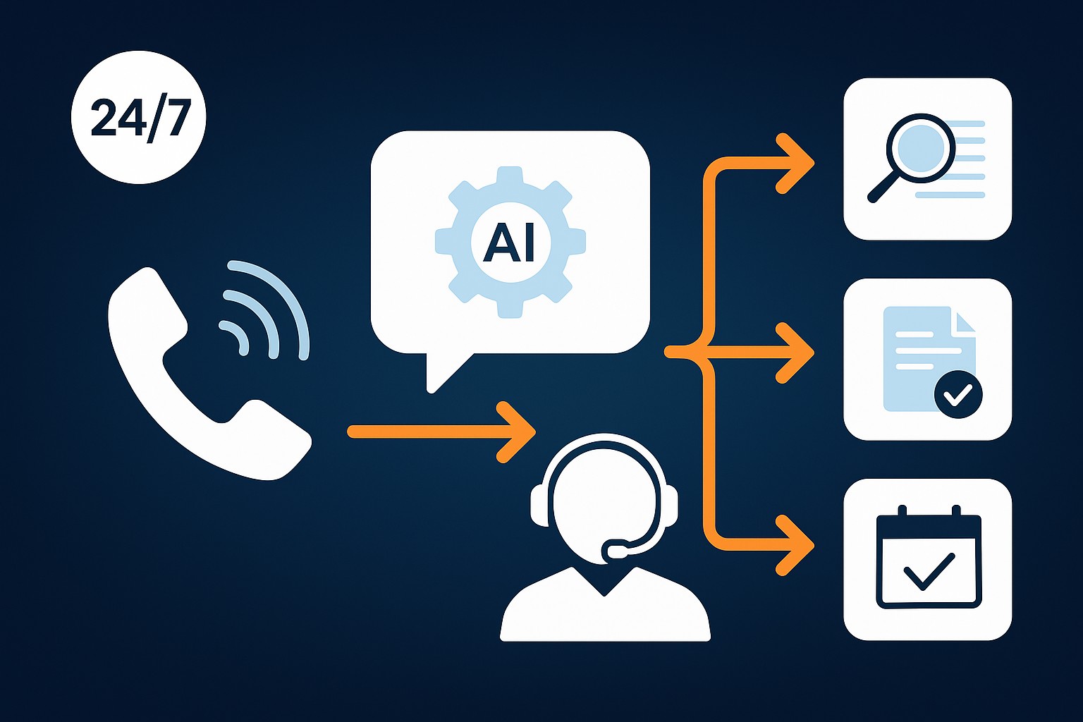 Business process automation with AI integration for FAQ responses appointment scheduling and task routing by IT managed services provider